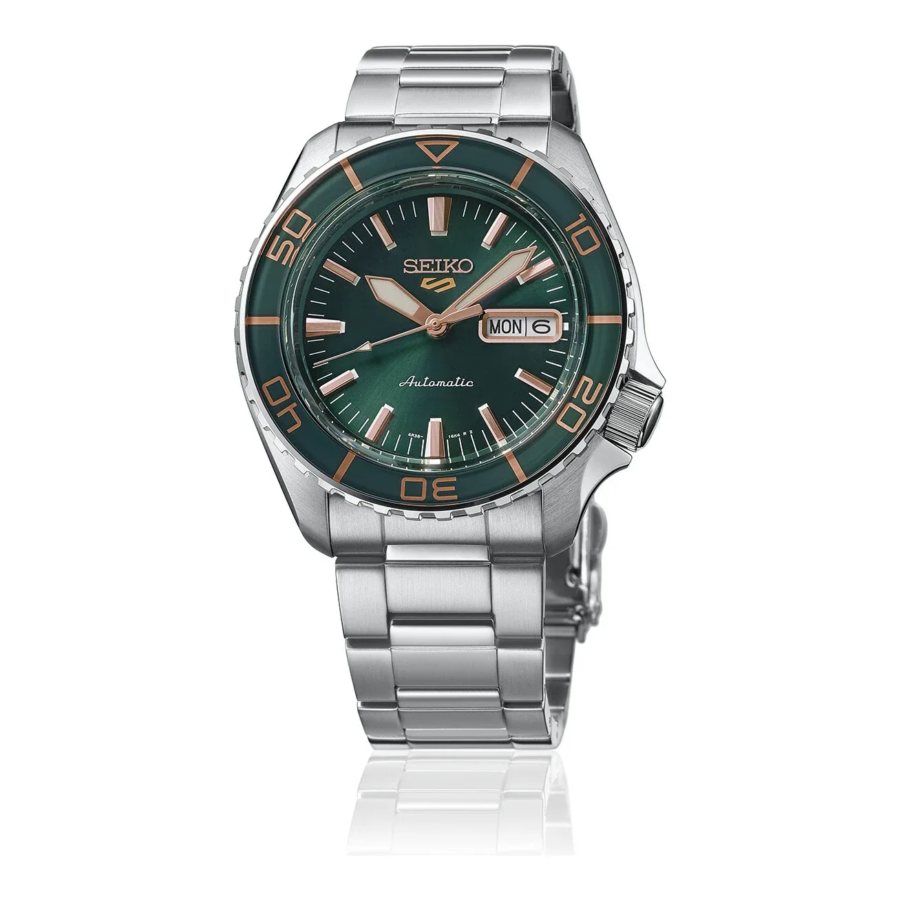 Seiko 5 Sports SKX Automatic 42 mm Steel Bracelet Green Mens Watch HDB005K1