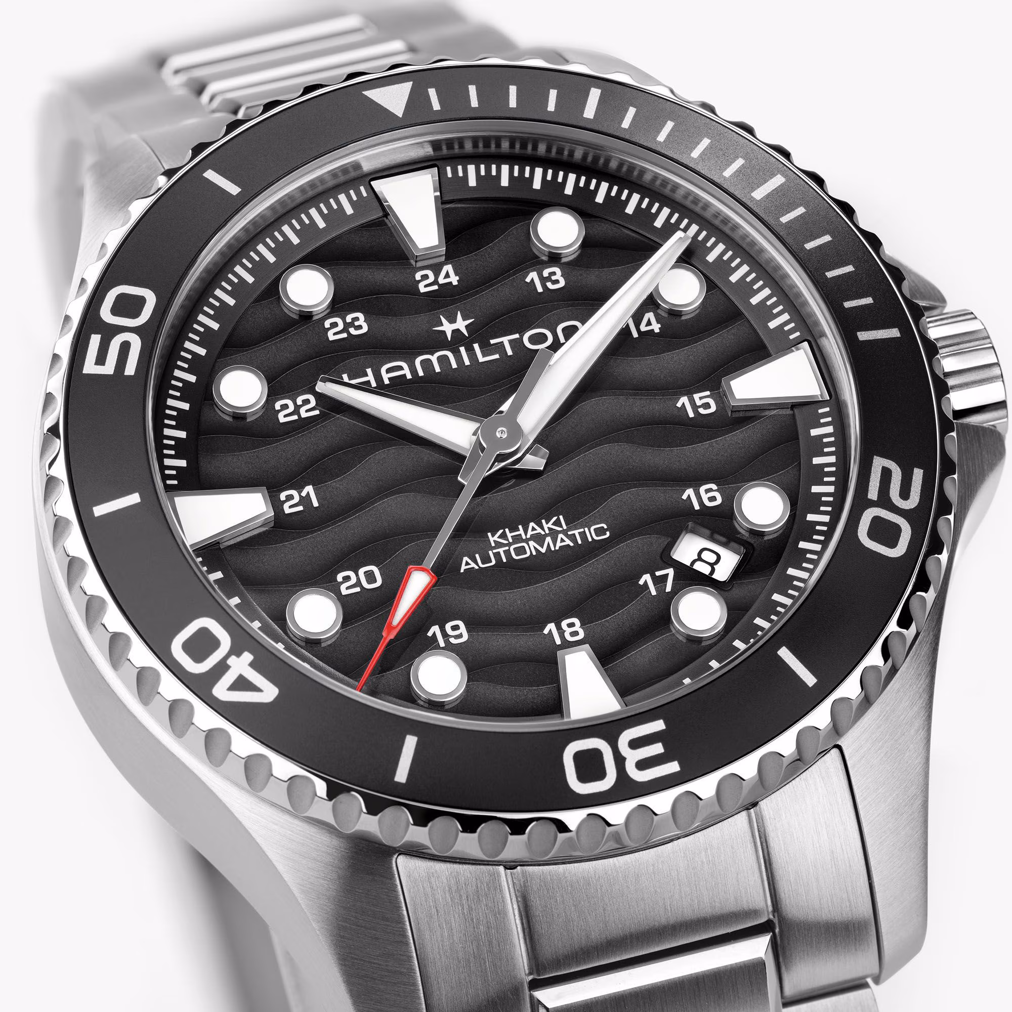 Hamilton KHAKI NAVY SCUBA AUTO Black Metal Band 40 MM Men's Watch H82415130