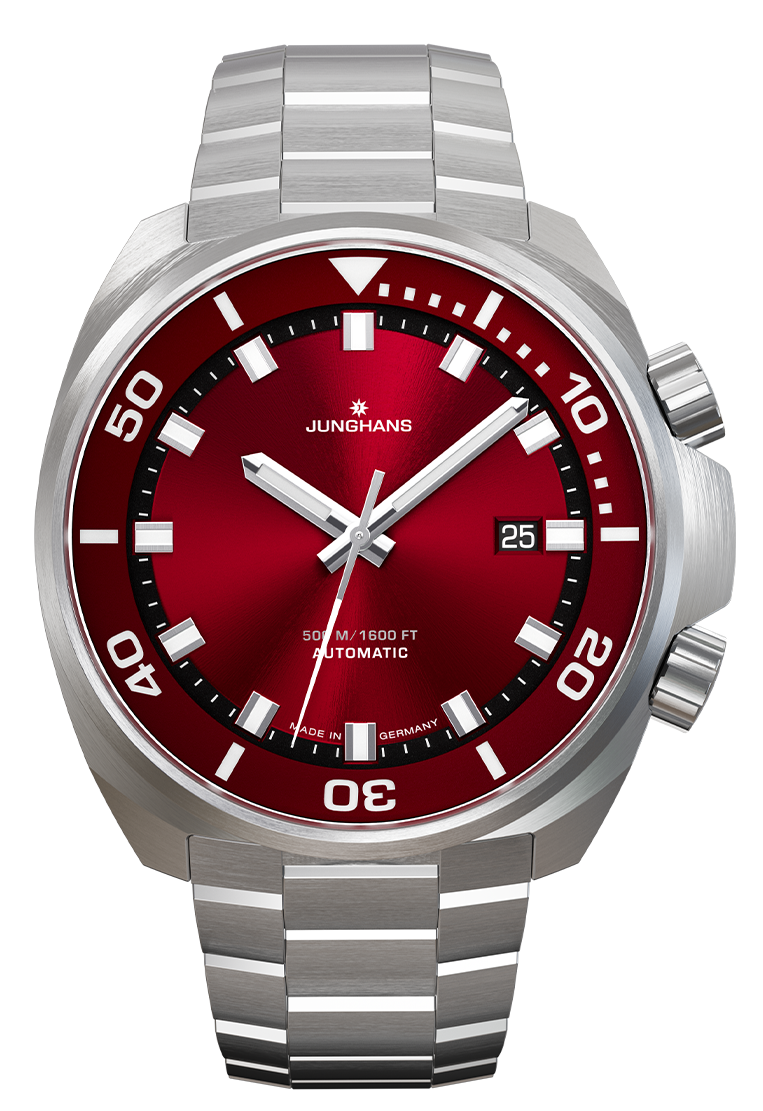 Junghans Aquaris Red diver's watch, red, automatic, 50 bar men's watch 27/4661.44