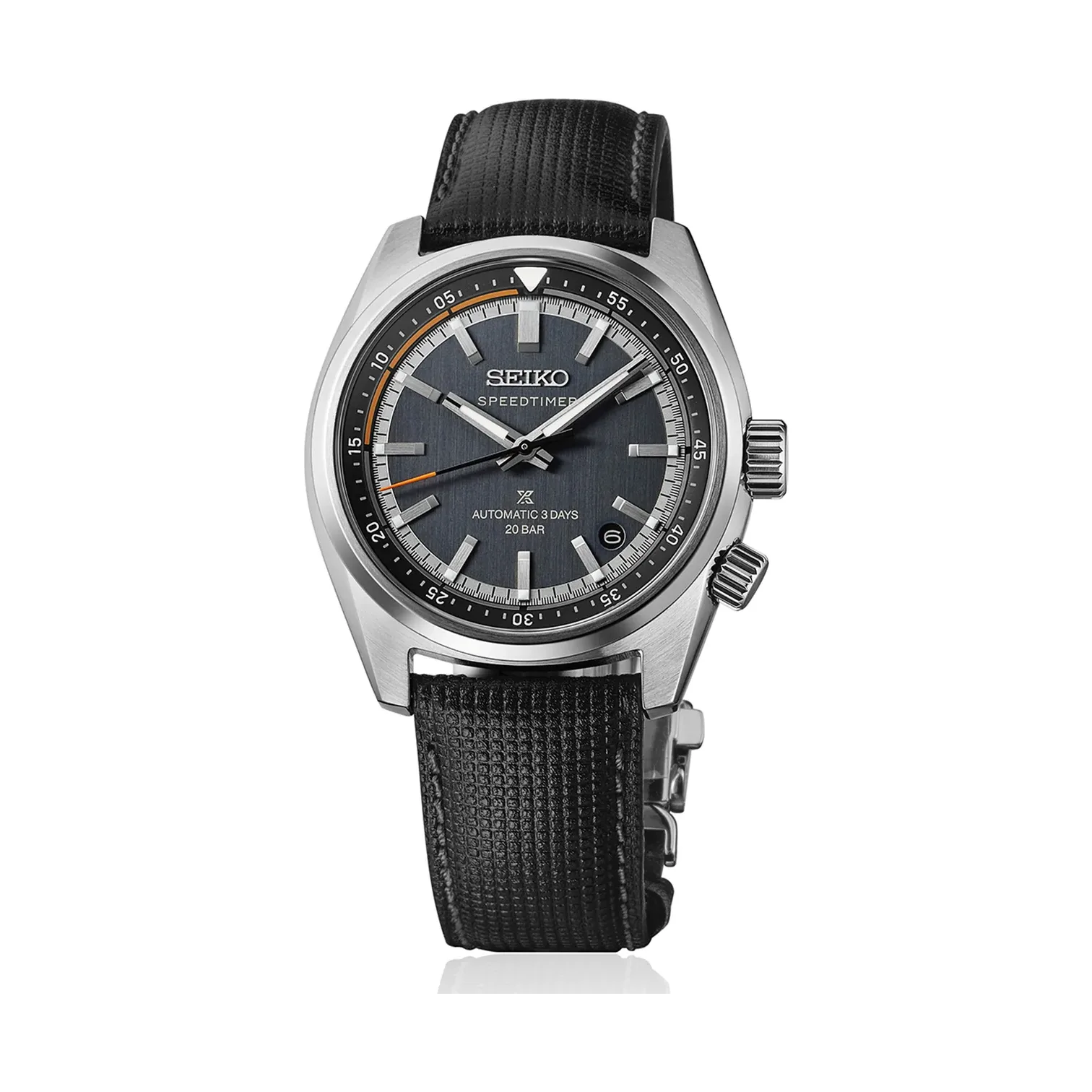 Seiko Prospex Speedtimer Automatic Blue Grey Leather Strap Mens Watch HBC004J1