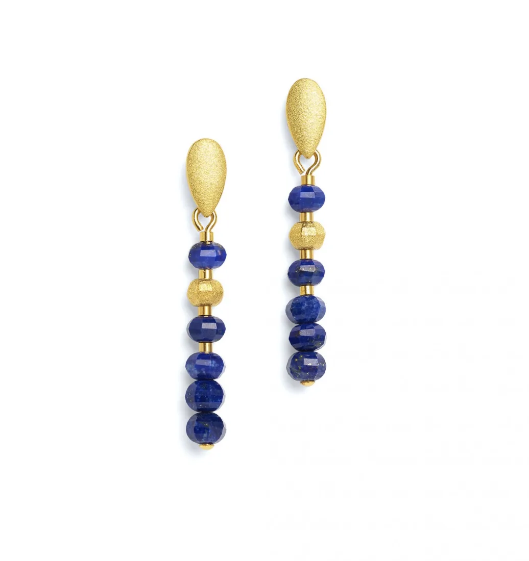 Bernd Wolf earrings, Lampa design line, lapis lazuli, 36mm