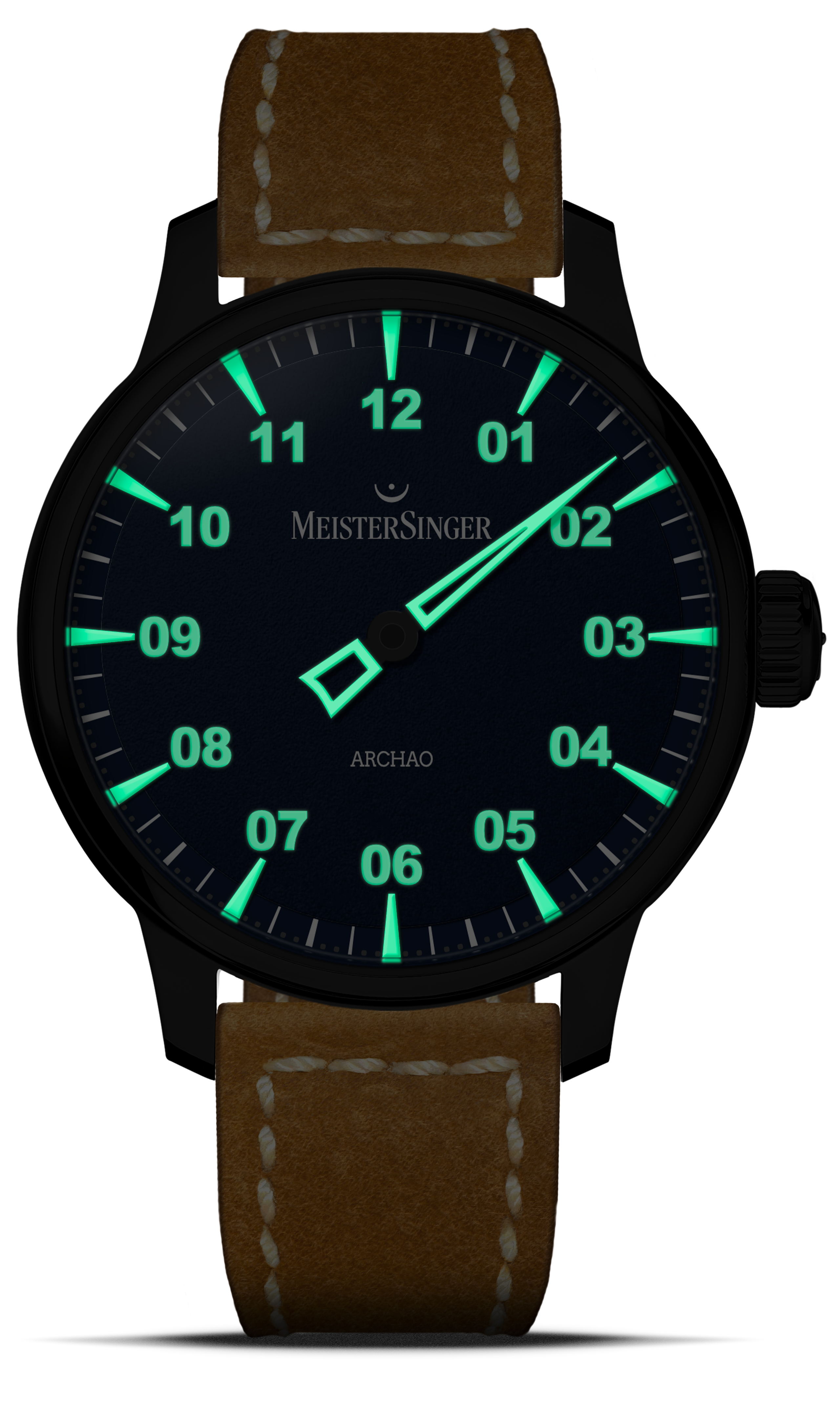 Meister Singer Archao DLC, Blue, Automatic movement, 43 mm, Leather strap Men's watch AR908BL