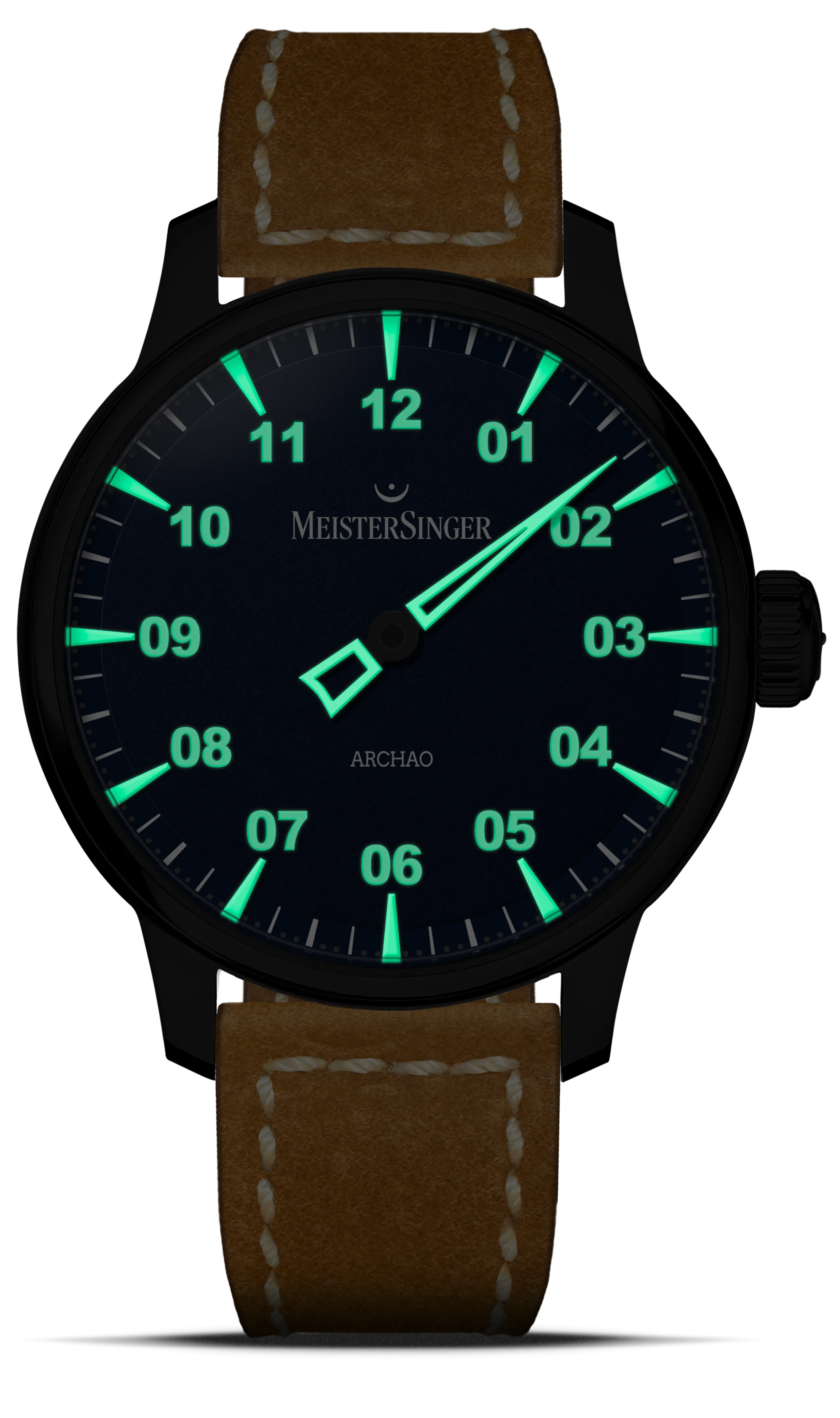 Meister Singer Archao DLC, Blue, Automatic movement, 43 mm, Leather strap Men's watch AR908BL