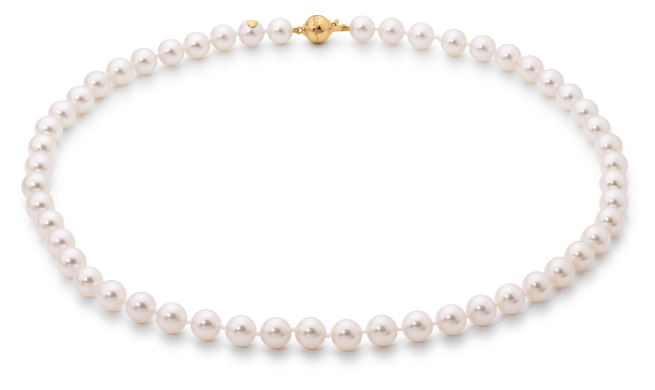 Adriana Akoya pearl necklace 7.5-8 mm with ball clasp yellow gold N7-7.5