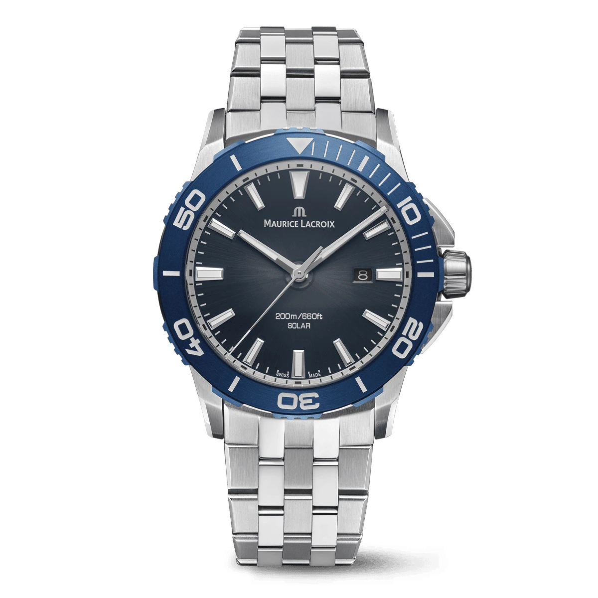 Maurice Lacroix PONTOS S SOLAR 42mm, Quartz, Stainless Steel Bracelet Men's Watch PT1008-SSL42-430-1