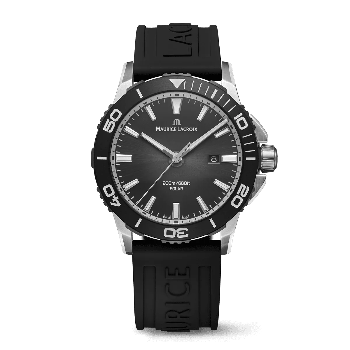 Maurice Lacroix PONTOS S SOLAR, 42mm, Quartz, Black Rubber Strap Men's Watch PT1008-SSL20-330-2