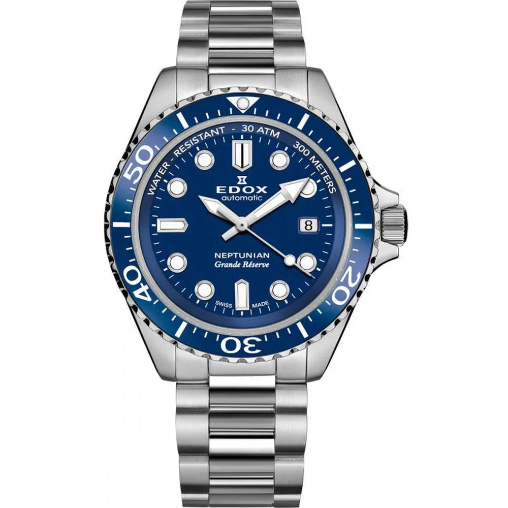 Edox Neptunian Grande Réserve Date Automatic Men's Watch 80801-3BUM-BUIN