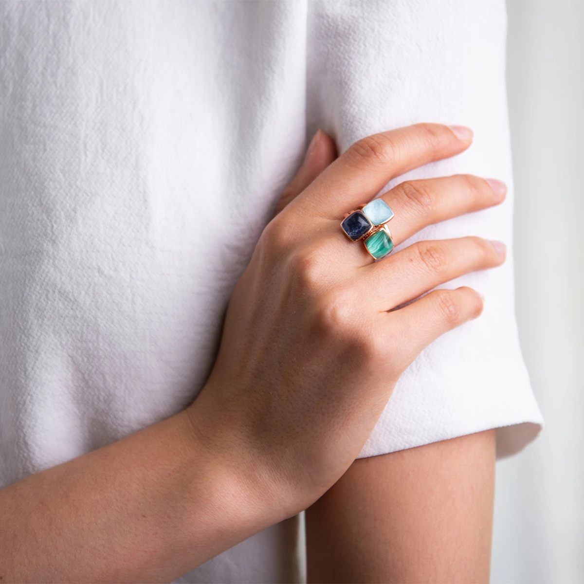 One More Pantelleria ring quartz on amazonite 051576Y2