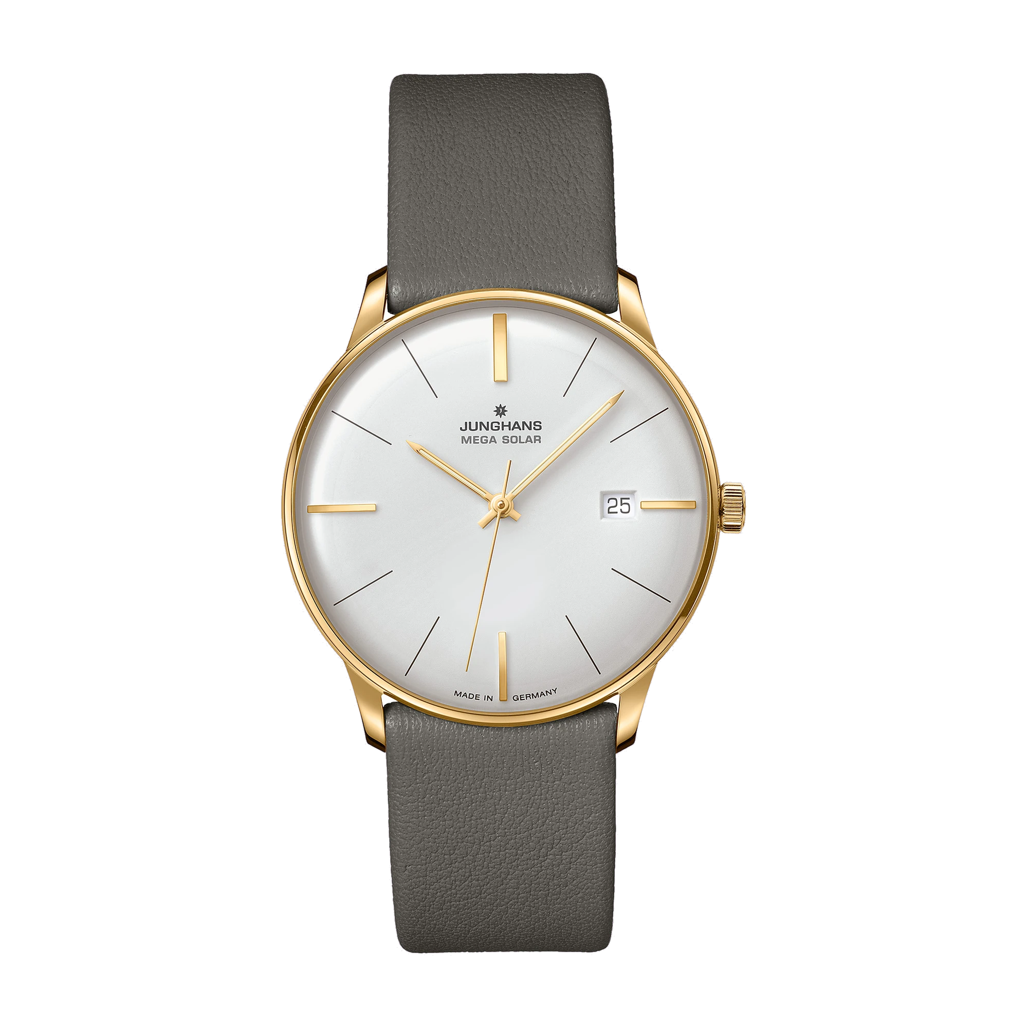 Junghans Meister Mega Solar, leather strap with pin buckle, radio-controlled solar movement, sapphire crystal, men's watch 59/7601.02