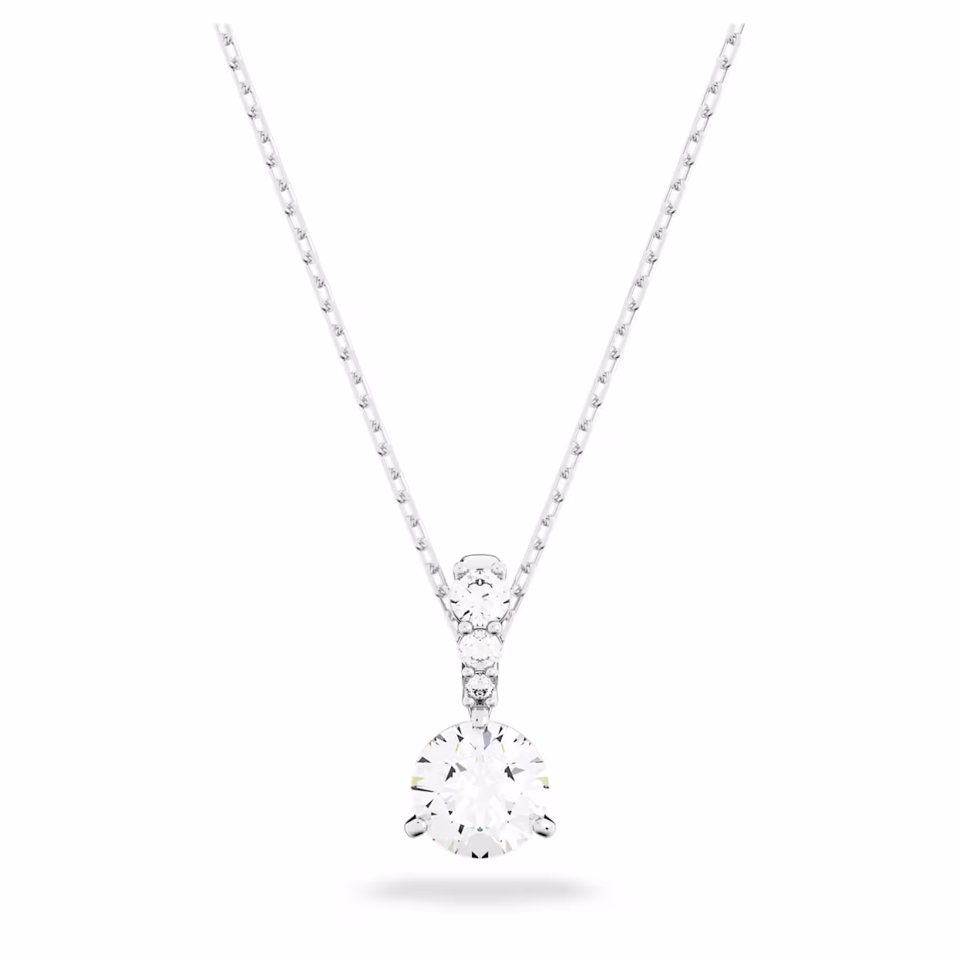 Swarovski Stilla pendant, round cut, necklace, white, rhodium-plated