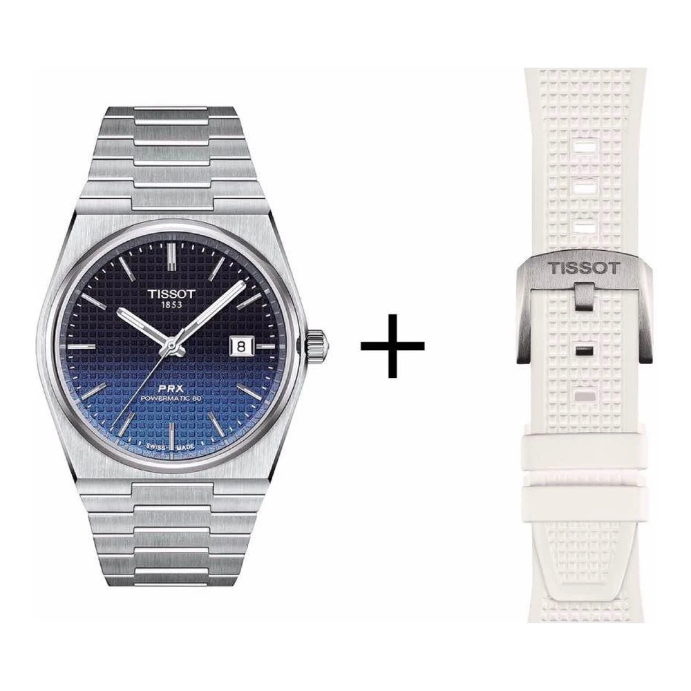 Tissot PRX Gradient men's watch T137.407.11.051.01 set with white rubber strap