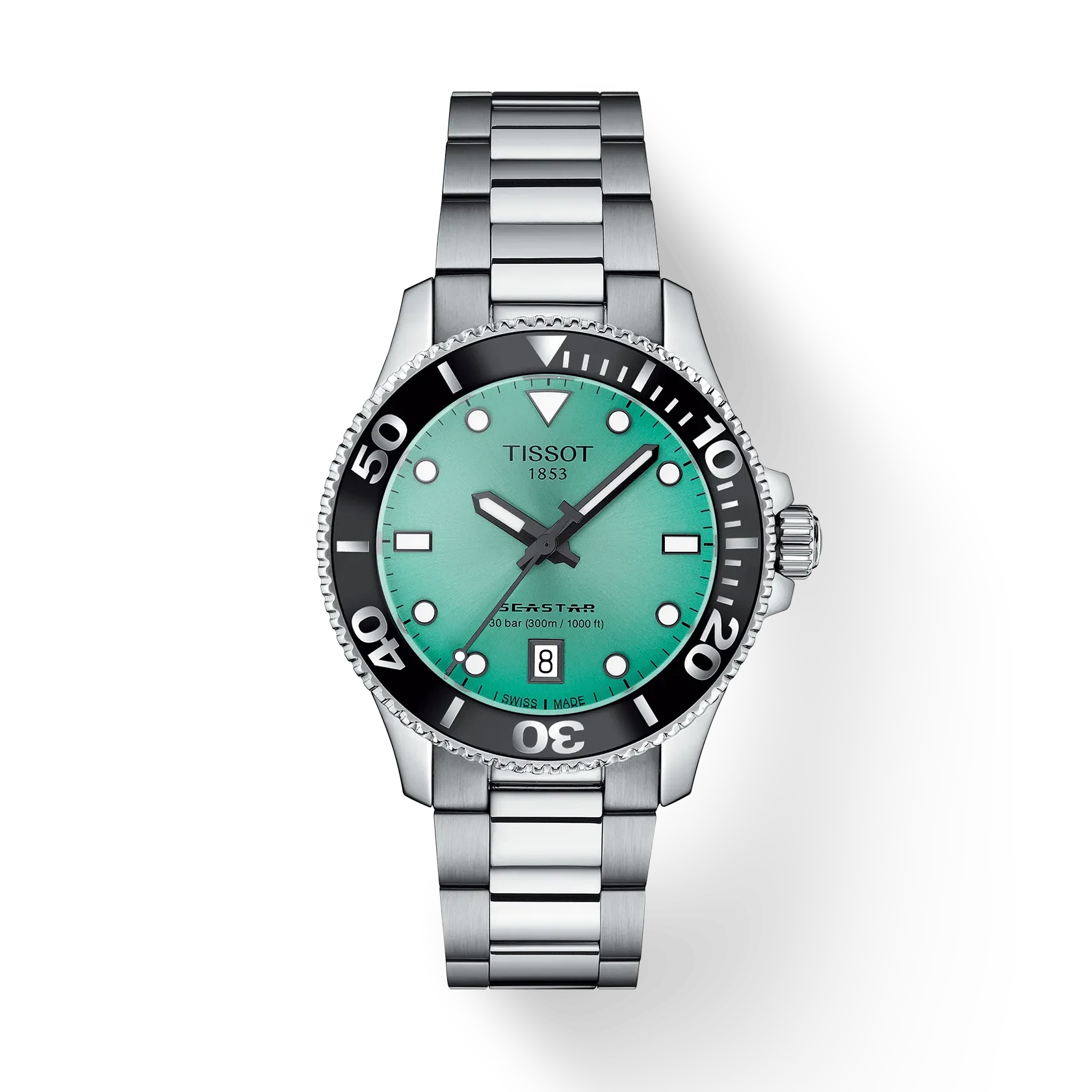 Tissot Seastar 1000 36mm, stainless steel case, 30 ATM, quartz movement, turquoise men's watch T120.210.11.091.00