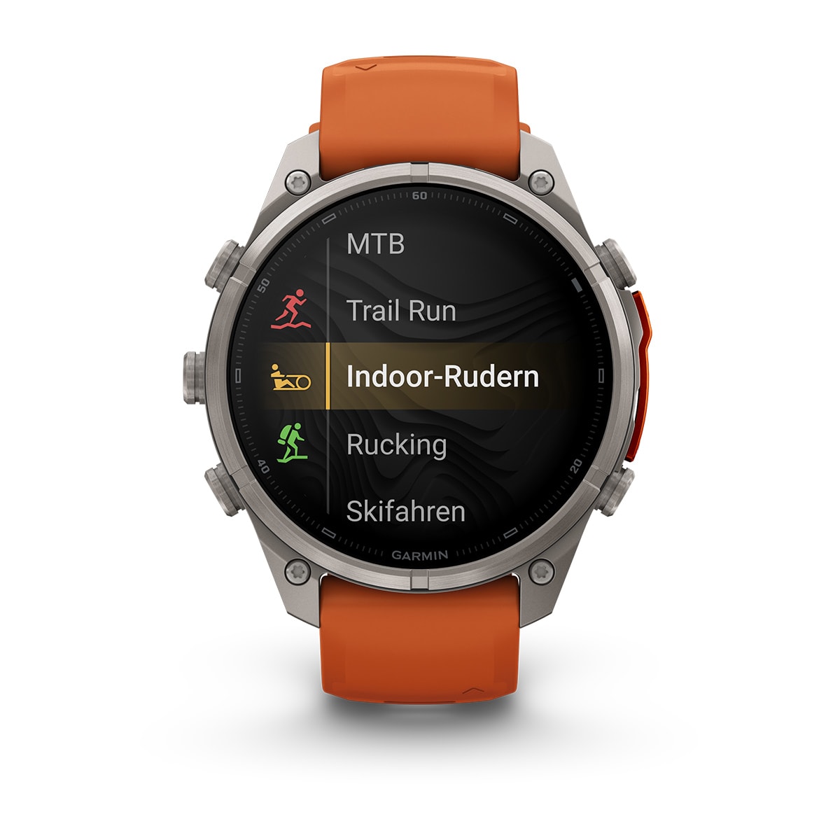 Garmin fēnix® 9 Pro inReach® - 47 mm AMOLED Sapphire Titanium with Autumn Orange/Spark Orange Silicone Band 010-04336-01
