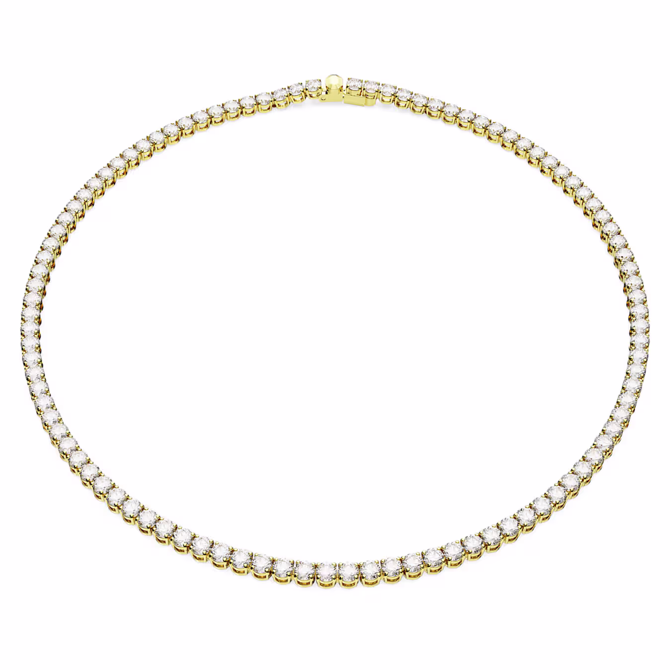 Swarovski Matrix Tennis Halskette Rundschliff, Weiß, 18k vergoldet