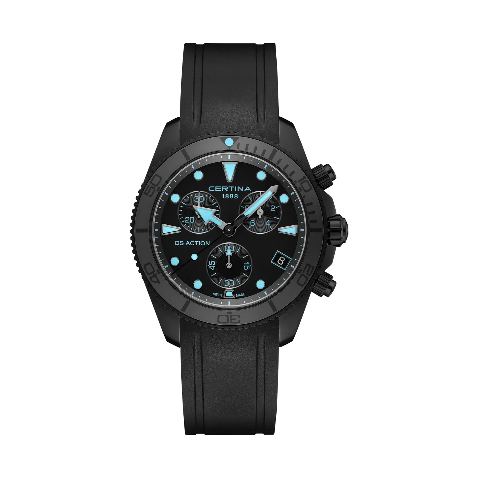 Certina DS Action Chrono Silicone Strap Black Men's Watch C048.417.37.051.01