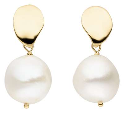 Adriana stud earrings with baroque freshwater pearls white F7