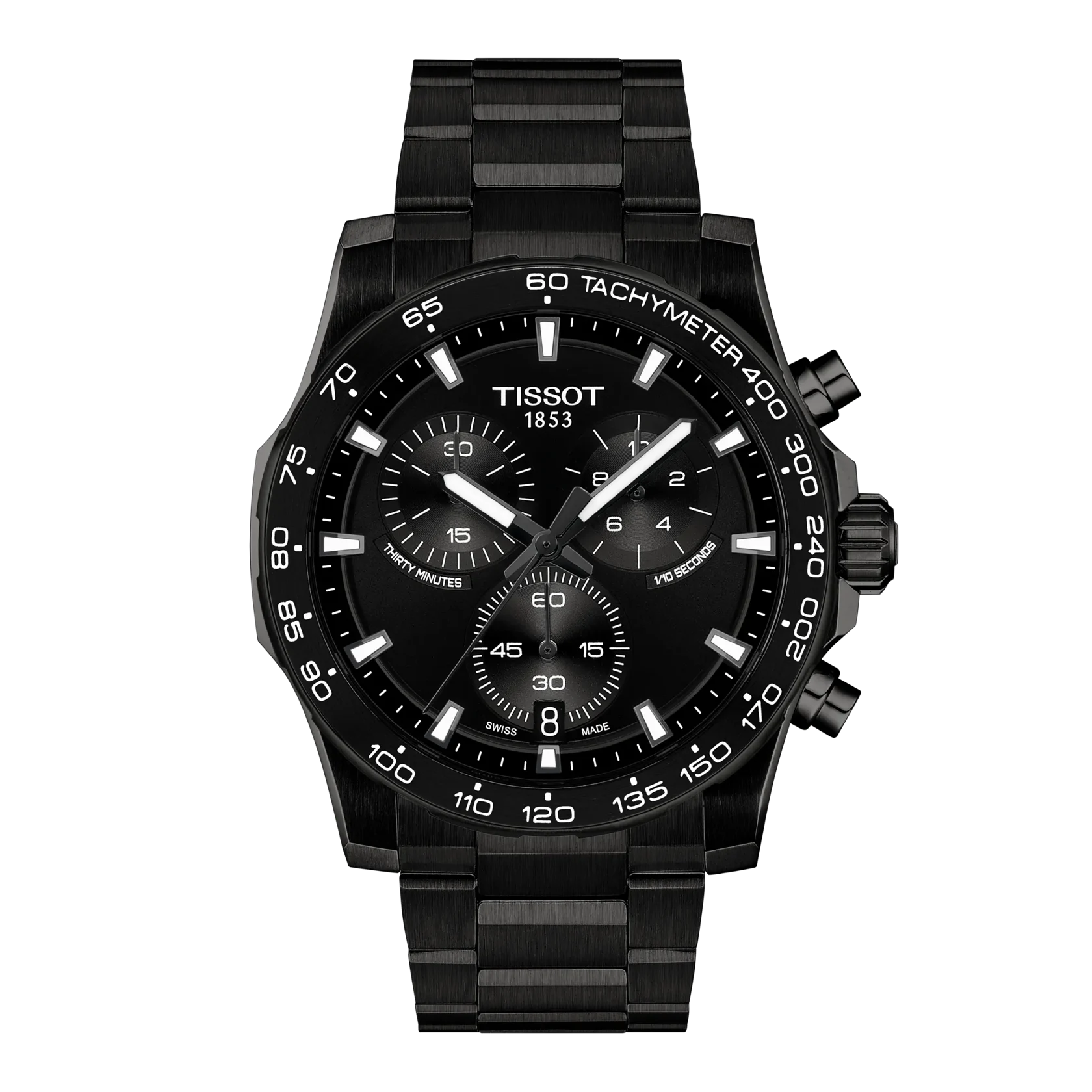 Tissot Supersport Chrono 42mm, quartz movement, stainless steel, butterfly folding clasp with pushers, men's watch T125.417.33.051.00