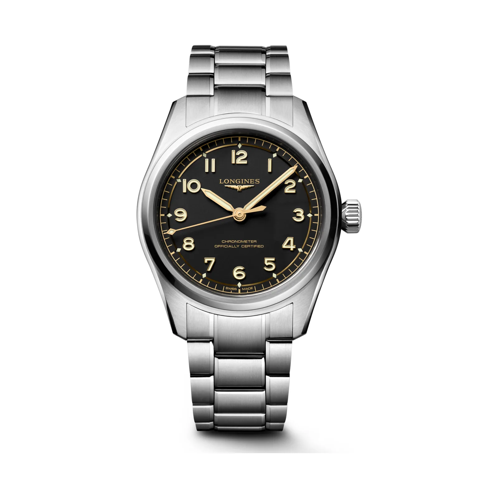 Longines Spirit Pilot Automatic 39 mm Steel Bracelet Black Mens Watch L3.809.4.53.6