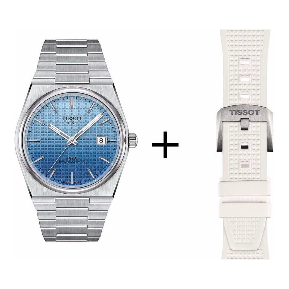 Tissot PRX Gradient men's watch T137.407.11.351.01 set with white rubber strap