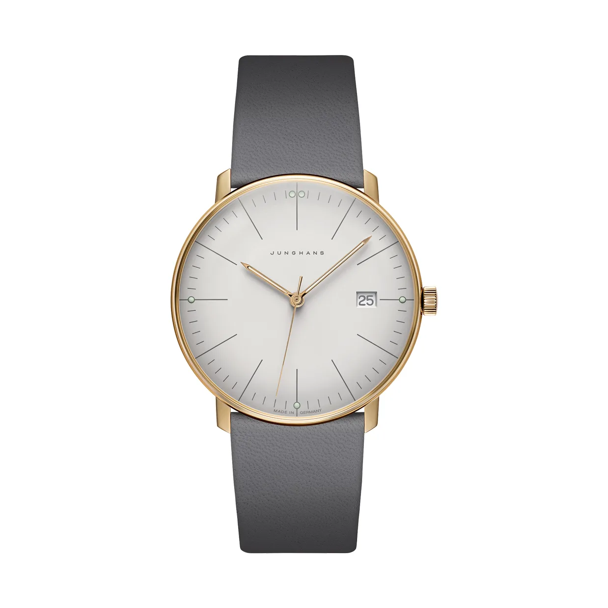 Junghans max bill Quartz Sand Gold Leather Strap Mens Watch 41/7857.02