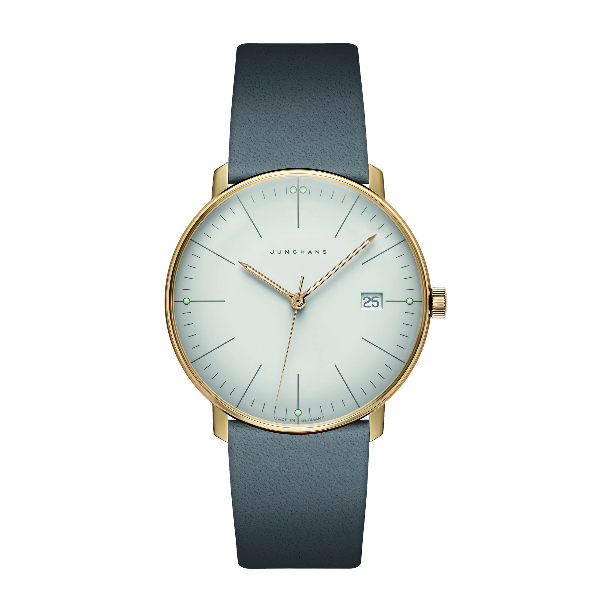 Junghans max bill Quartz Sand Gold Leather Strap Mens Watch 41/7857.02