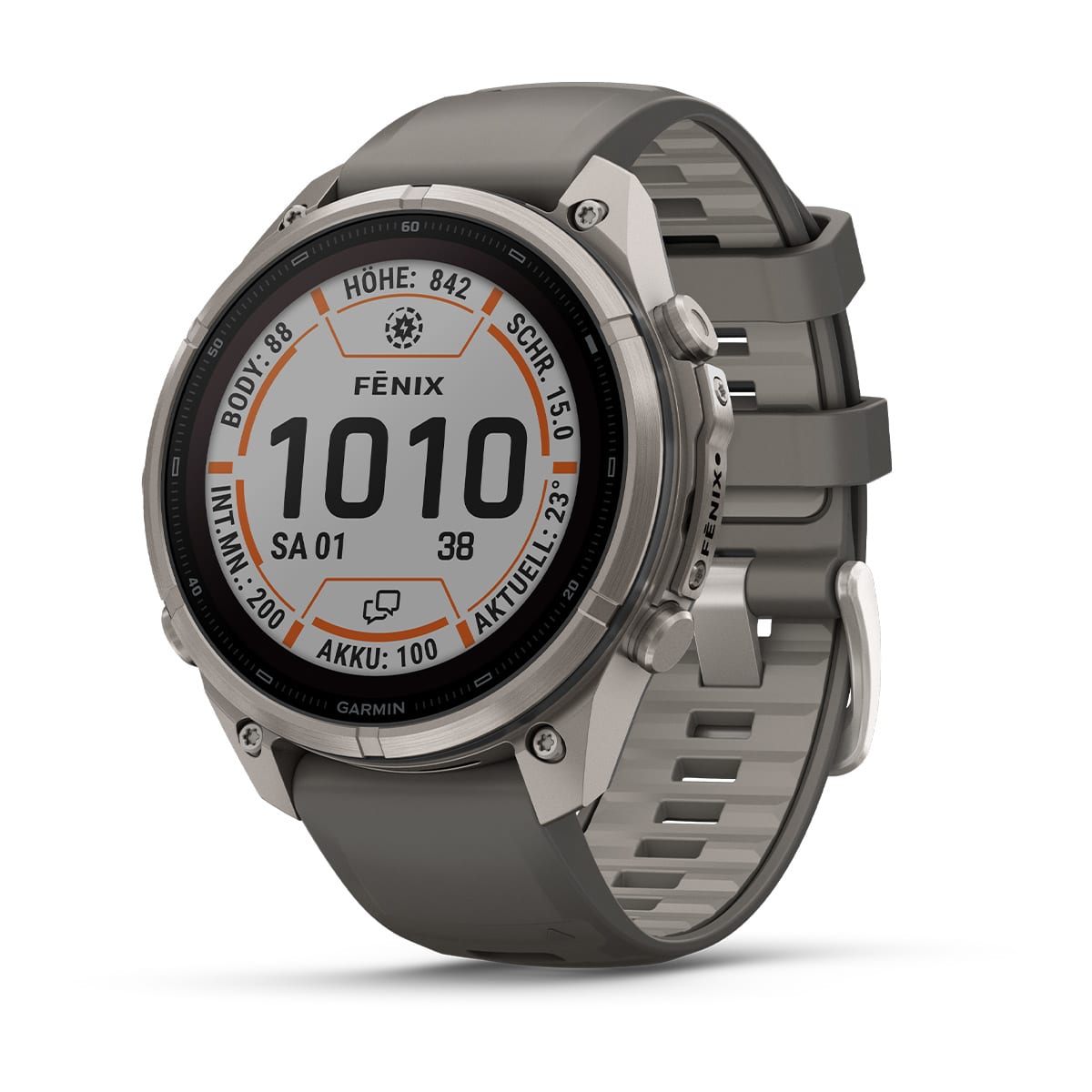 Garmin fēnix® 9 Pro inReach® Solar - 47 mm MIP Sapphire Titanium with Pebble Gray/Silver Gray Silicone Band 010-04338-01