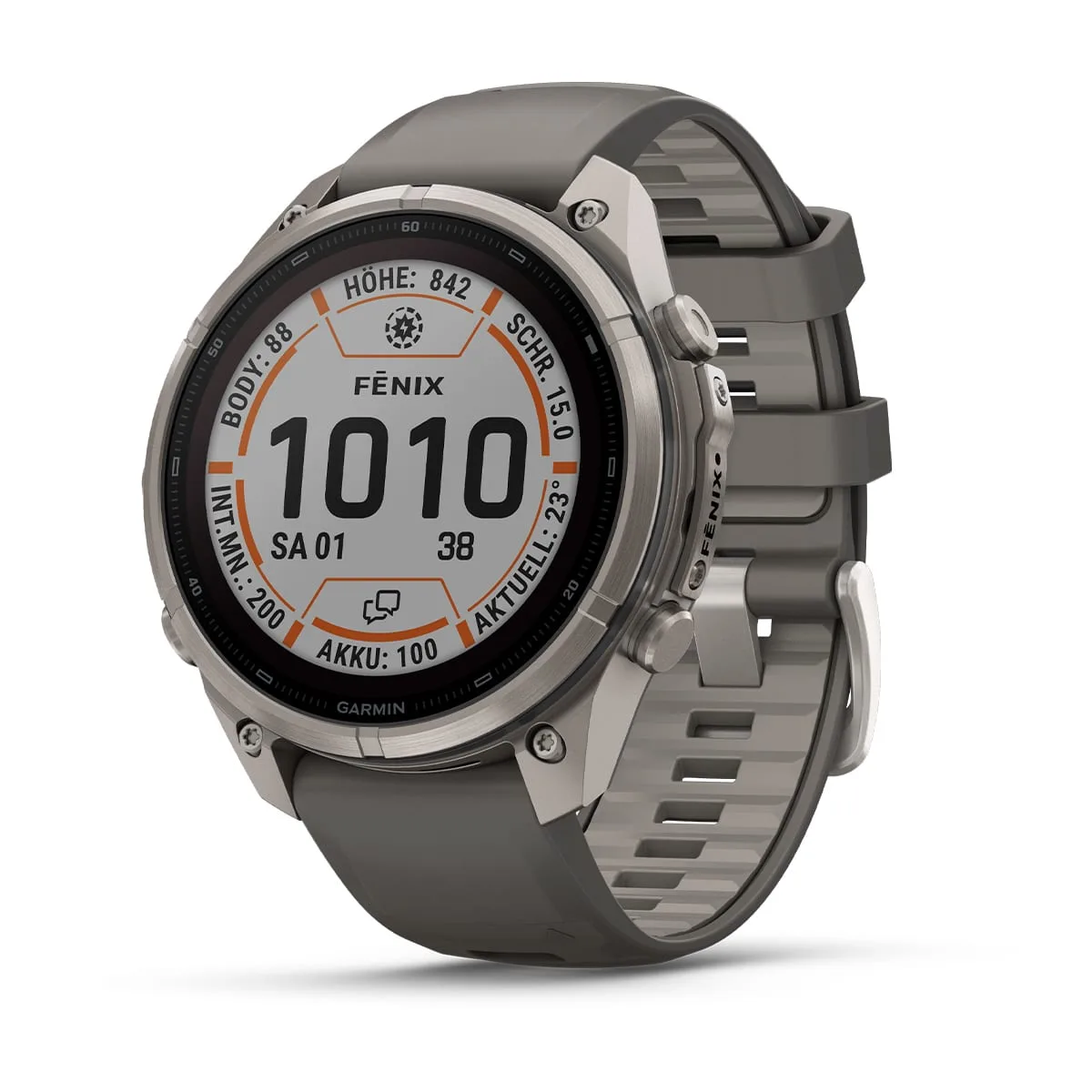 Garmin fēnix® 9 Pro inReach® Solar - 47 mm MIP Sapphire Titanium with Pebble Gray/Silver Gray Silicone Band 010-04338-01