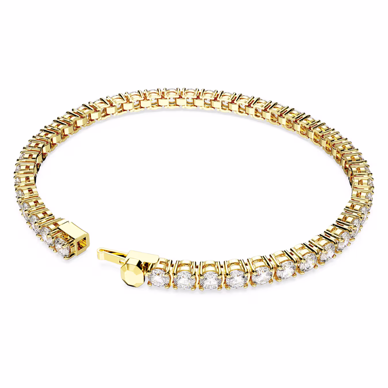 Swarovski Matrix Tennis Bracelet, Round Cut, White, Gold Alloy Layer