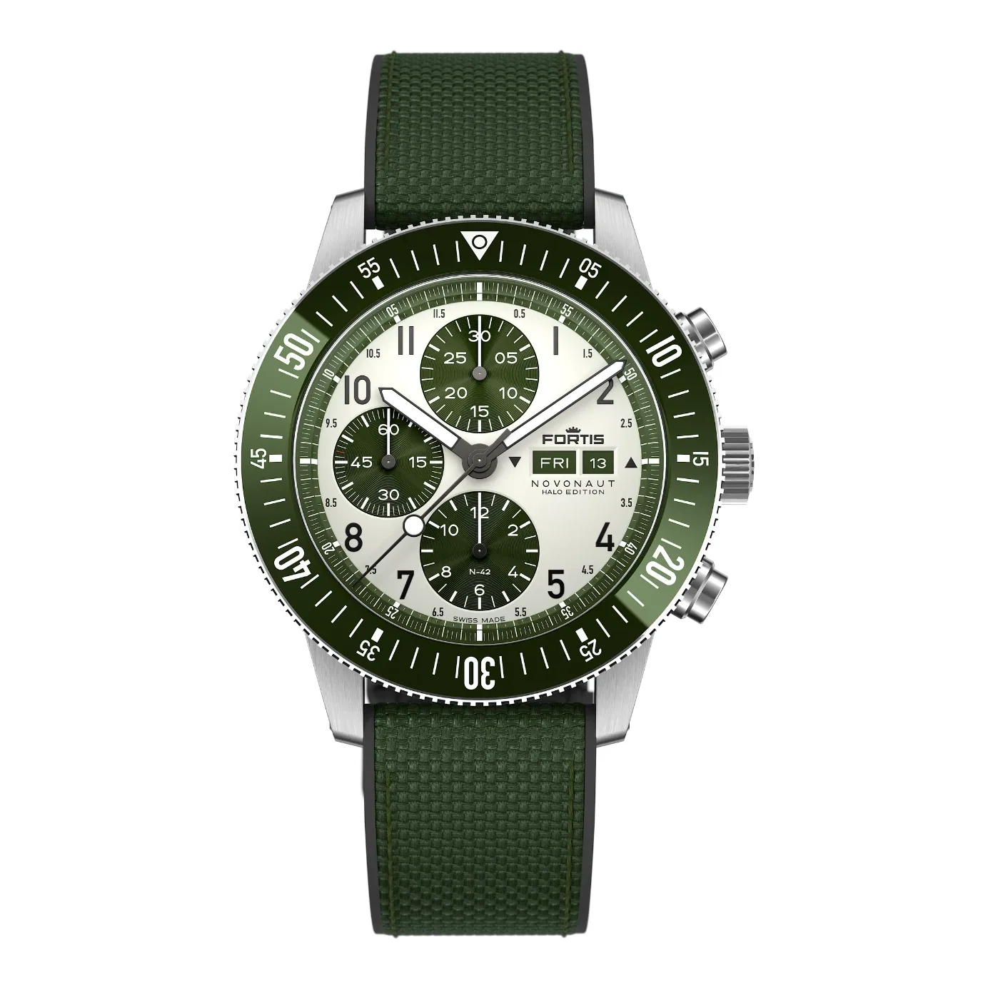 Fortis NOVONAUT N-42 TR Halo Green Men’s Watch F2040023