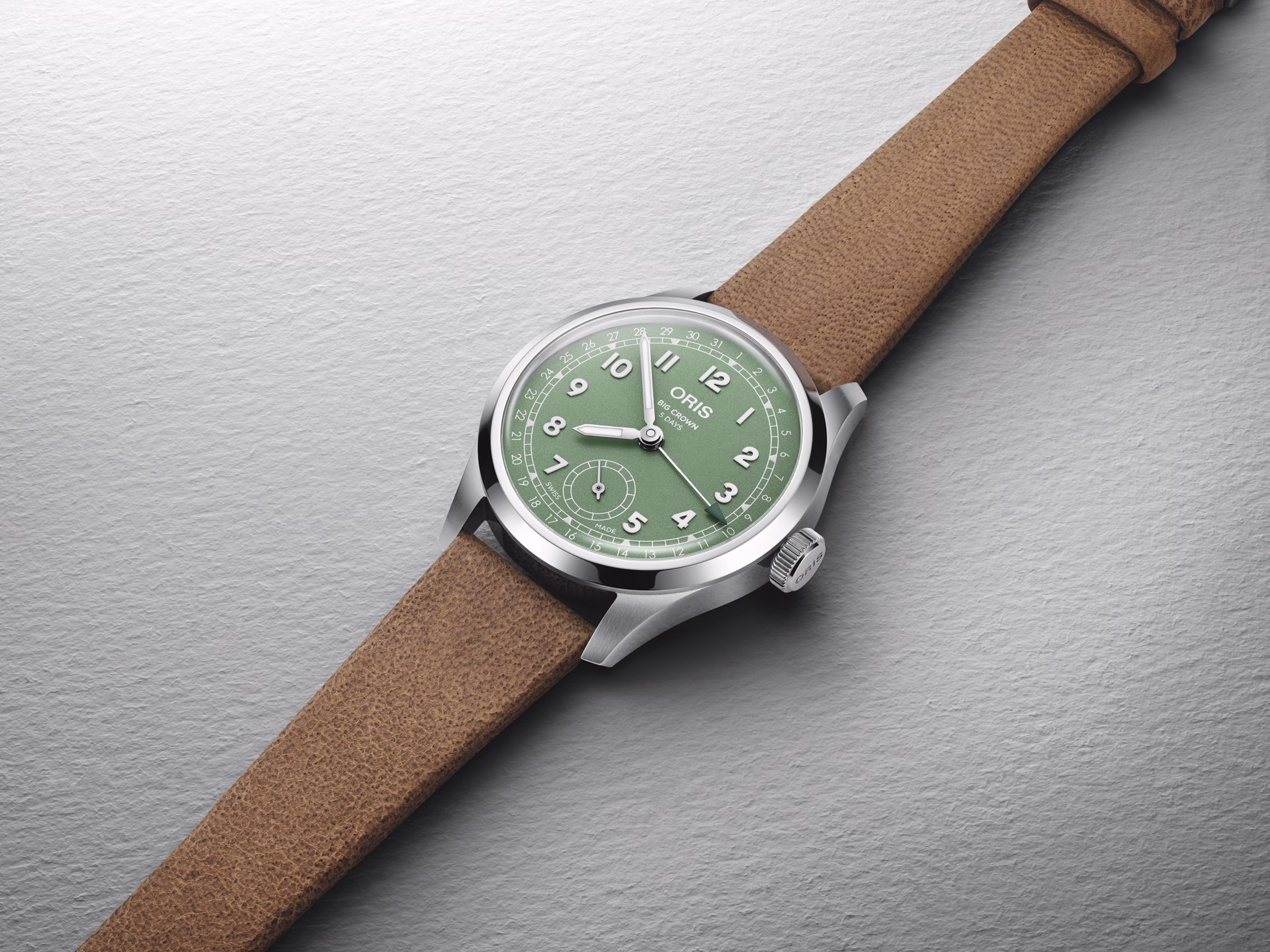 Oris Big Crown Pointer Date Calibre 403, 40mm, deerskin strap, green men's watch 01 403 7799 4067-07 6 ​​20 09FC