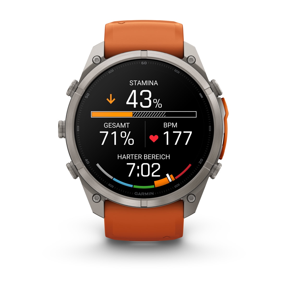 Garmin fēnix® 9 Pro inReach® - 51 mm AMOLED Sapphire Titanium with Autumn Orange/Spark Orange Silicone Band 010-04337-01