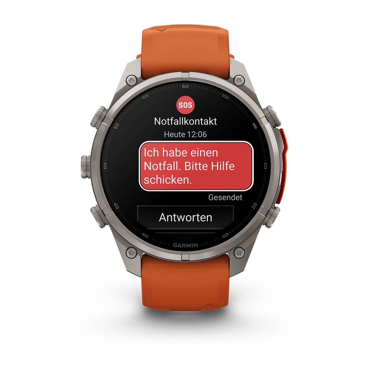 Garmin fēnix® 9 Pro inReach® - 47 mm AMOLED Sapphire Titanium with Autumn Orange/Spark Orange Silicone Band 010-04336-01