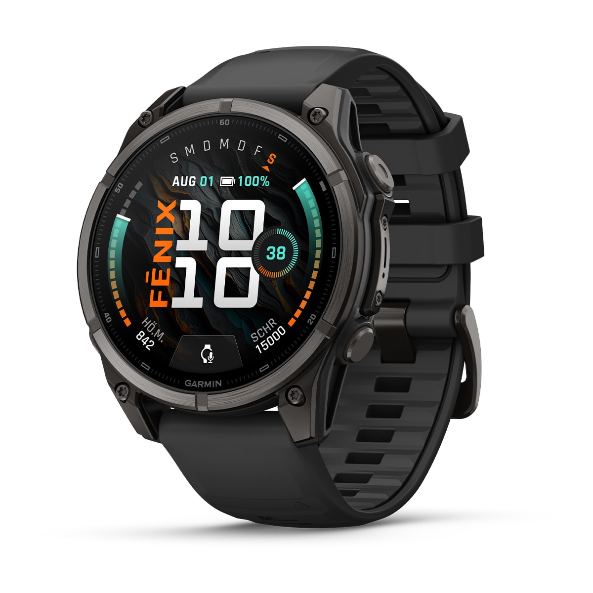 Garmin fēnix® 9 - 47 mm AMOLED Sapphire Black/Carbon Gray DLC Titanium with Black Silicone Band 010-04762-11