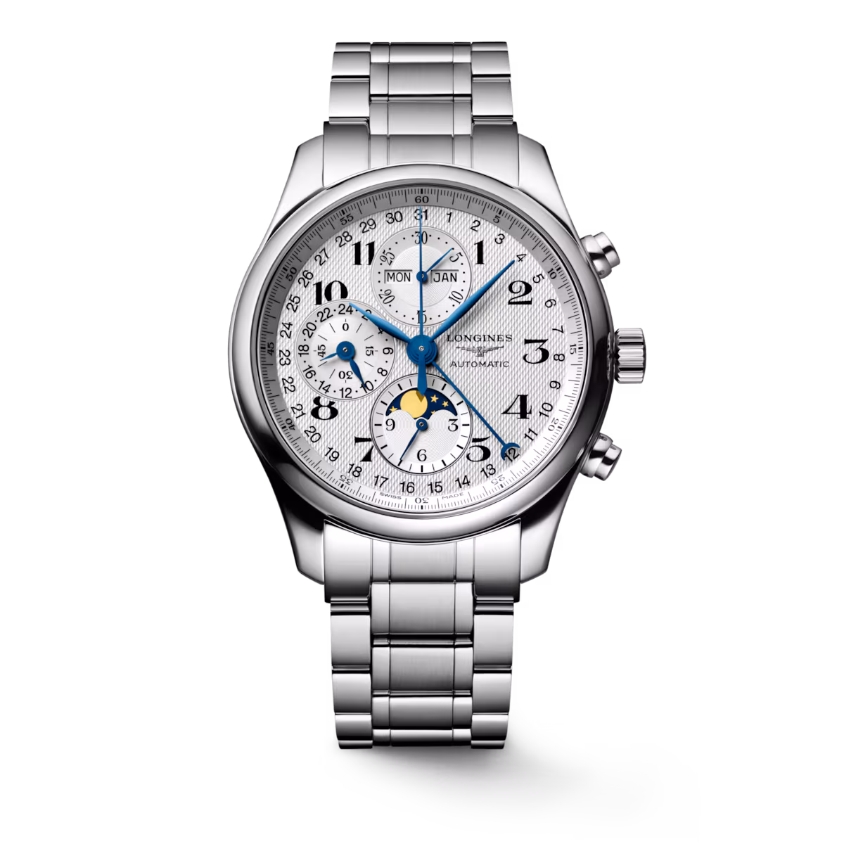 Longines Master Collection Chronograph Moon Phase Stainless Steel Bracelet Men's Watch L2.773.4.78.6