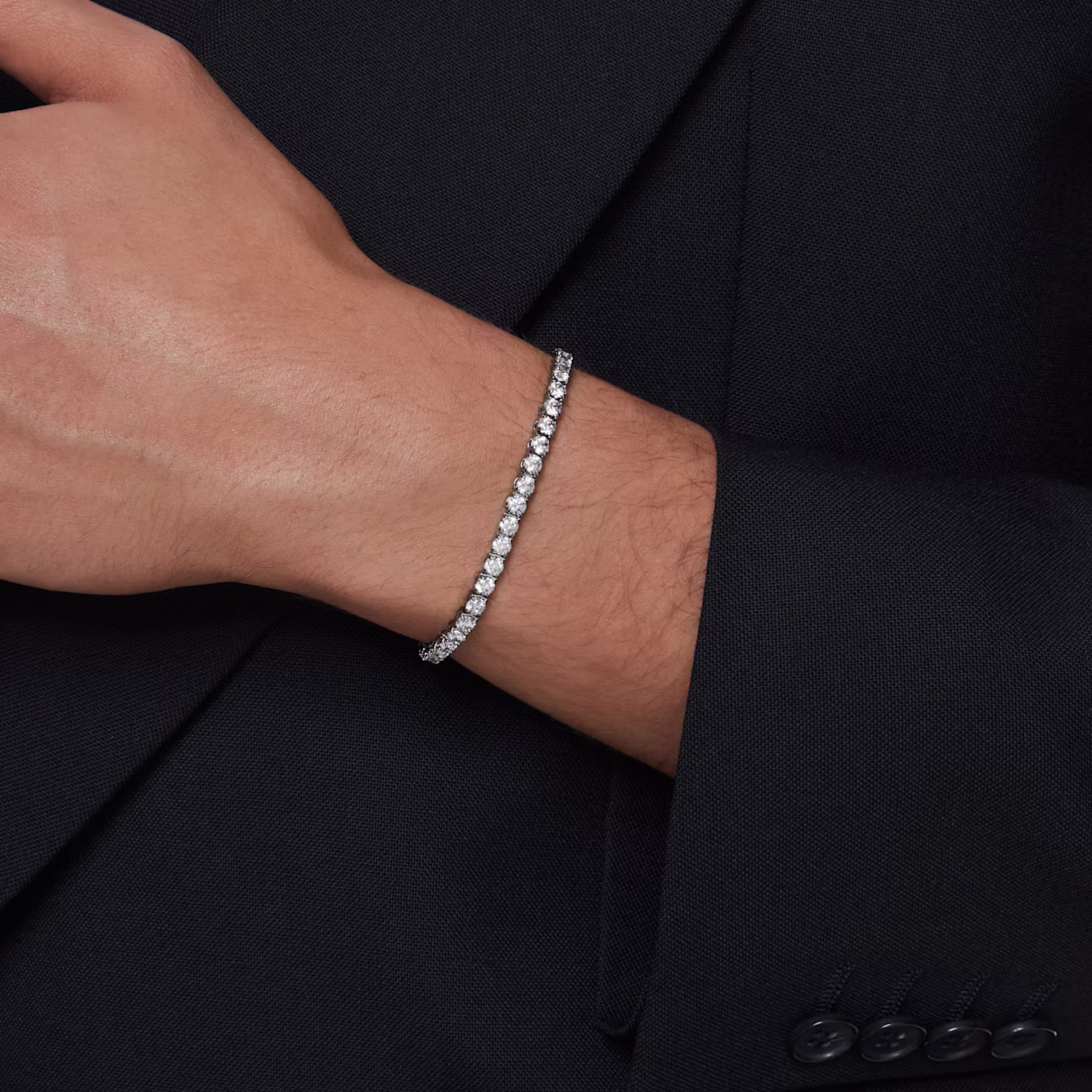 Swarovski Matrix Tennis Bracelet, Round Cut, Grey, Ruthenated