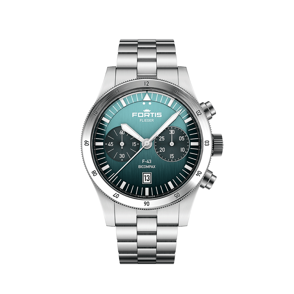 Fortis FLIEGER F-43 Bicompax Petrol Men's Watch F4240008
