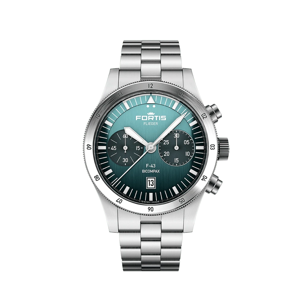 Fortis FLIEGER F-43 Bicompax Petrol Men's Watch F4240008