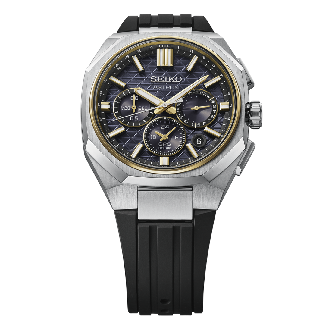 Seiko Astron GPS Solar, titanium case, black silicone strap, runs for approximately 6 months, men's watch HAB003J1
