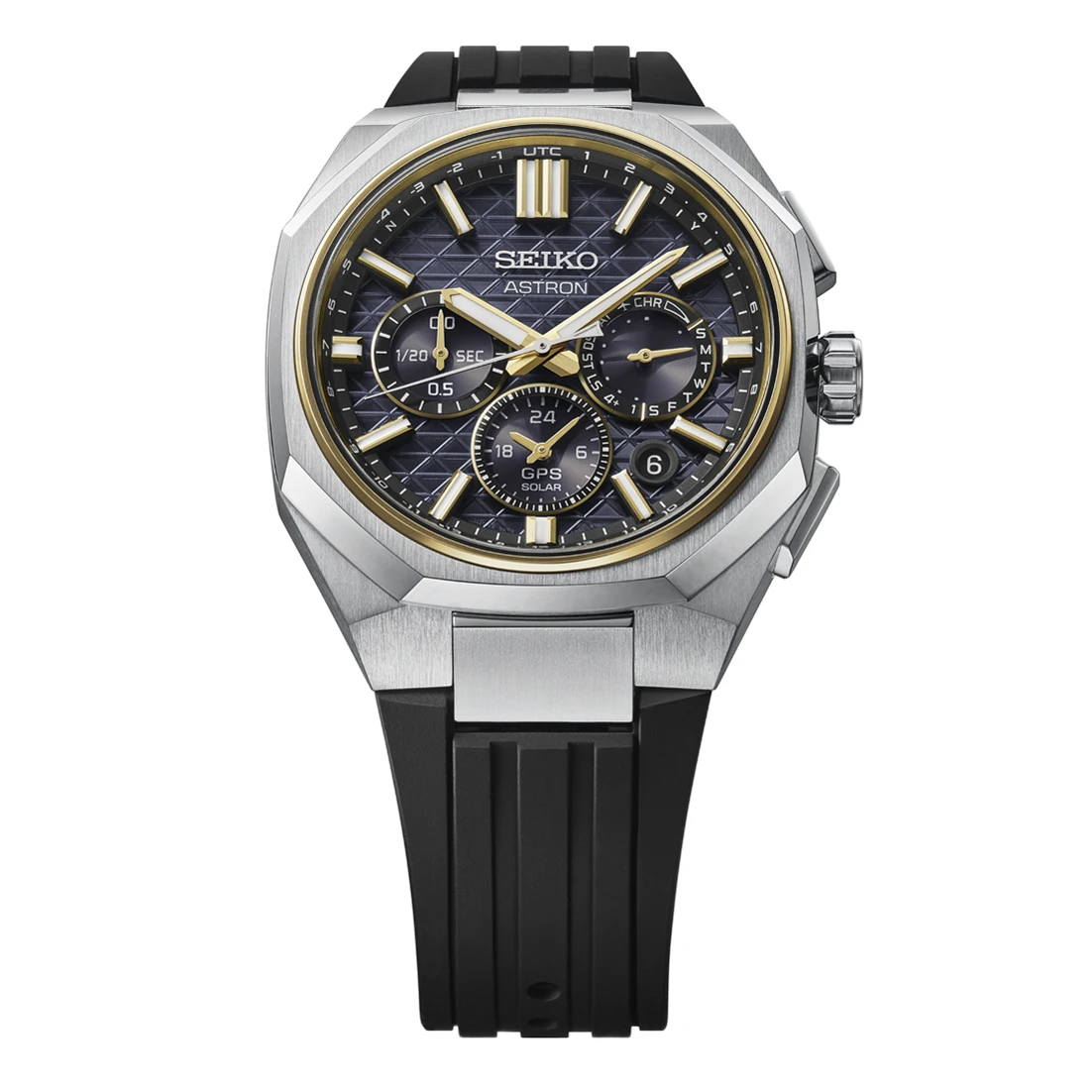 Seiko Astron GPS Solar, titanium case, black silicone strap, runs for approximately 6 months, men's watch HAB003J1