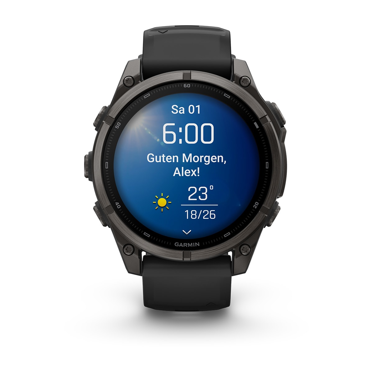 Garmin fēnix® 9 - 47 mm AMOLED Sapphire Black/Carbon Gray DLC Titanium with Black Silicone Band 010-04762-11