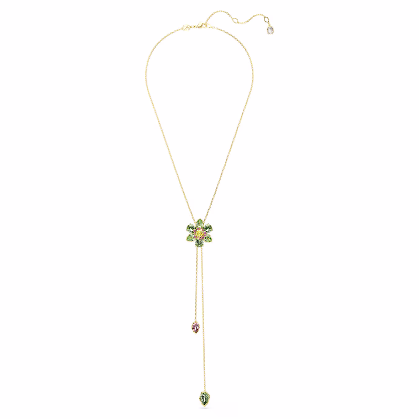 Swarovski Idyllia Y-Pendant, Various Cuts, Flower, Multicolor, 18k Gold Plated
