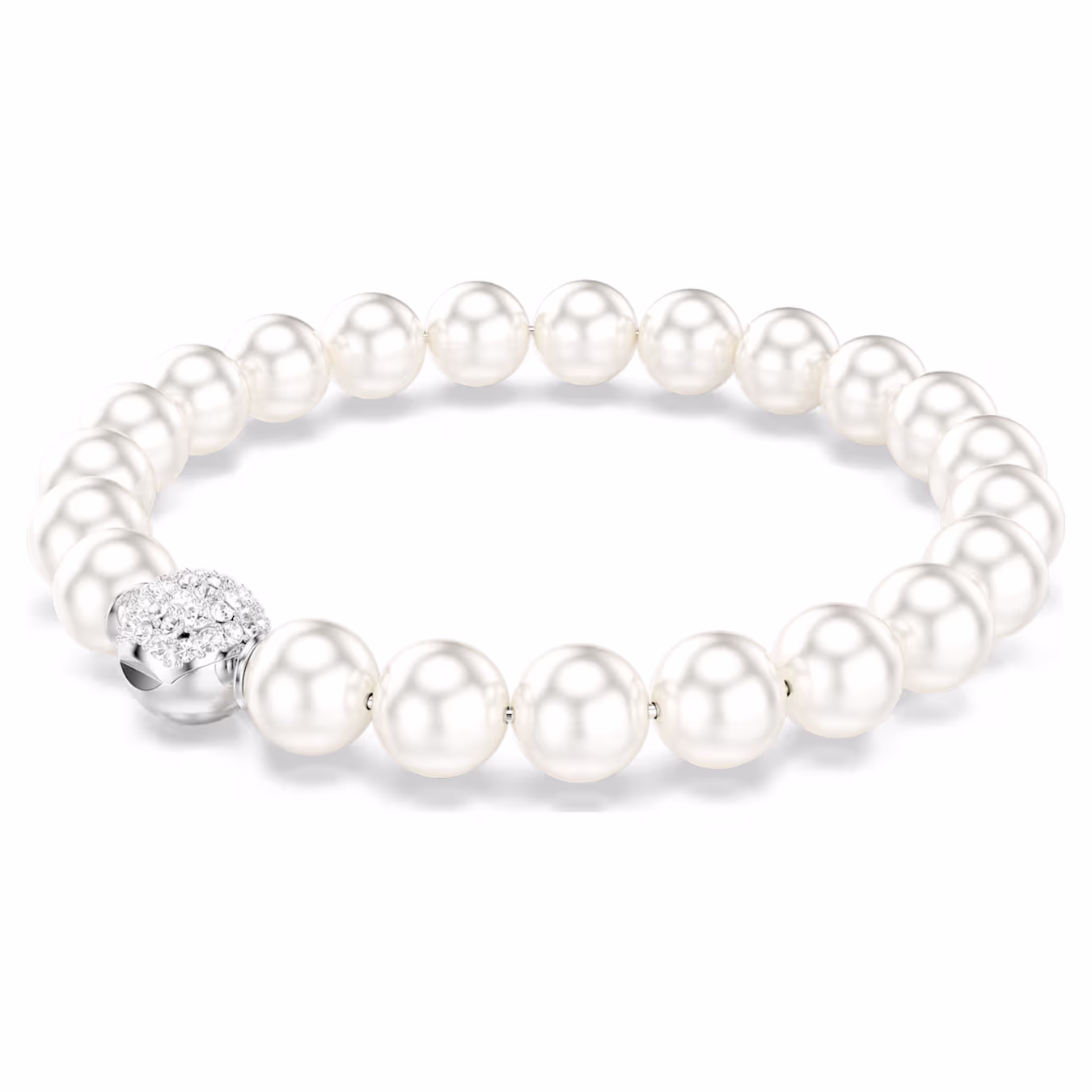 Swarovski Matrix Bracelet Crystal Bead, White, Rhodium Plated