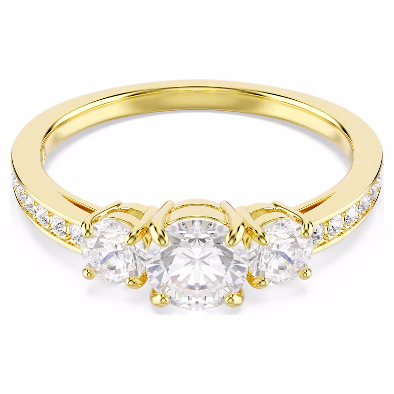 Swarovski Stilla Attract Ring, round cut, white, 18k gold plated