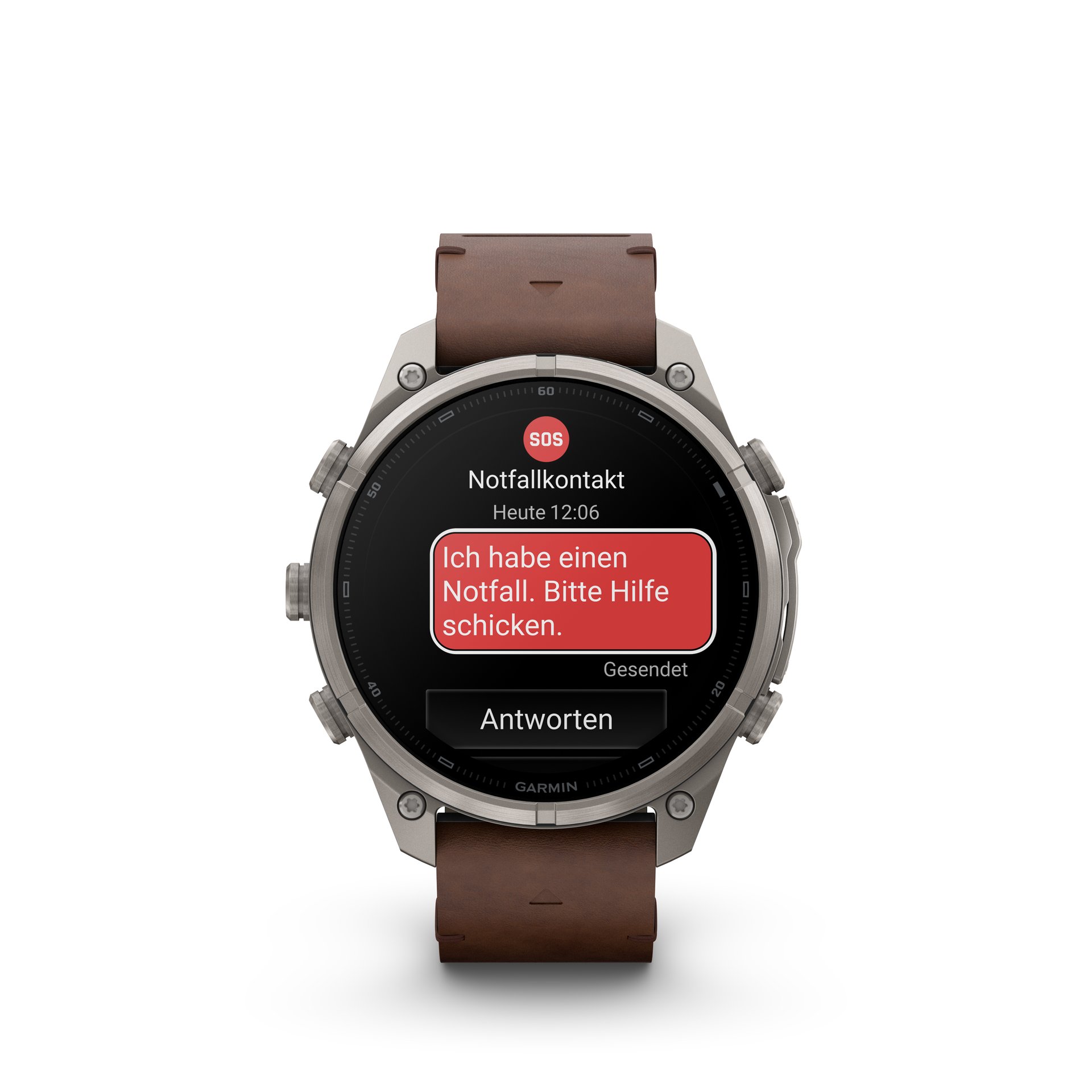 Garmin fēnix® 9 Pro inReach® - 47 mm AMOLED Sapphire Titanium with Walnut Leather Band + Pebble Gray/Silver Gray Silicone Band 010-04336-41