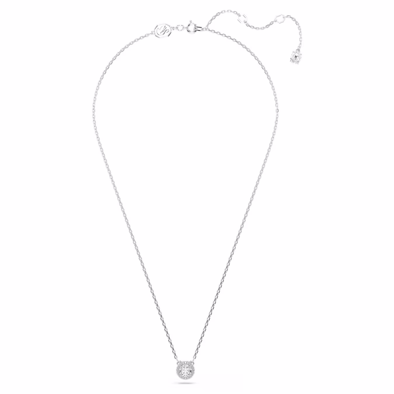 Swarovski Una Angelic pendant, round cut, pavé, white, rhodium-plated