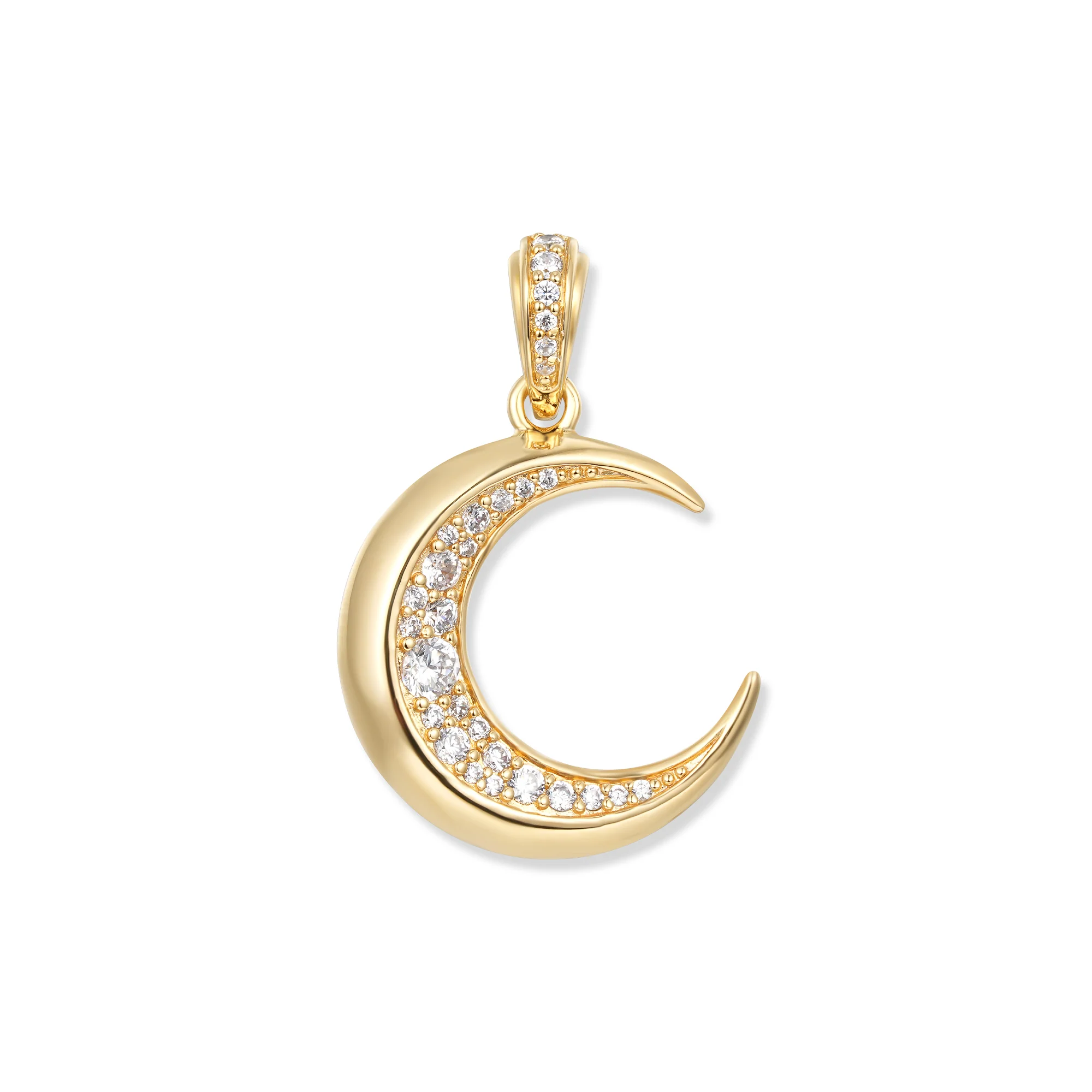 At the time, Muna Gold Moon Pendant, crescent moon made of 925 sterling silver, 18K gold plated