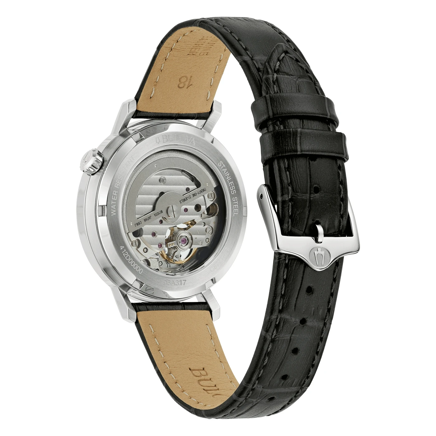 Bulova Aerojet Automatic 42-hour power reserve, leather strap men's watch 96A317