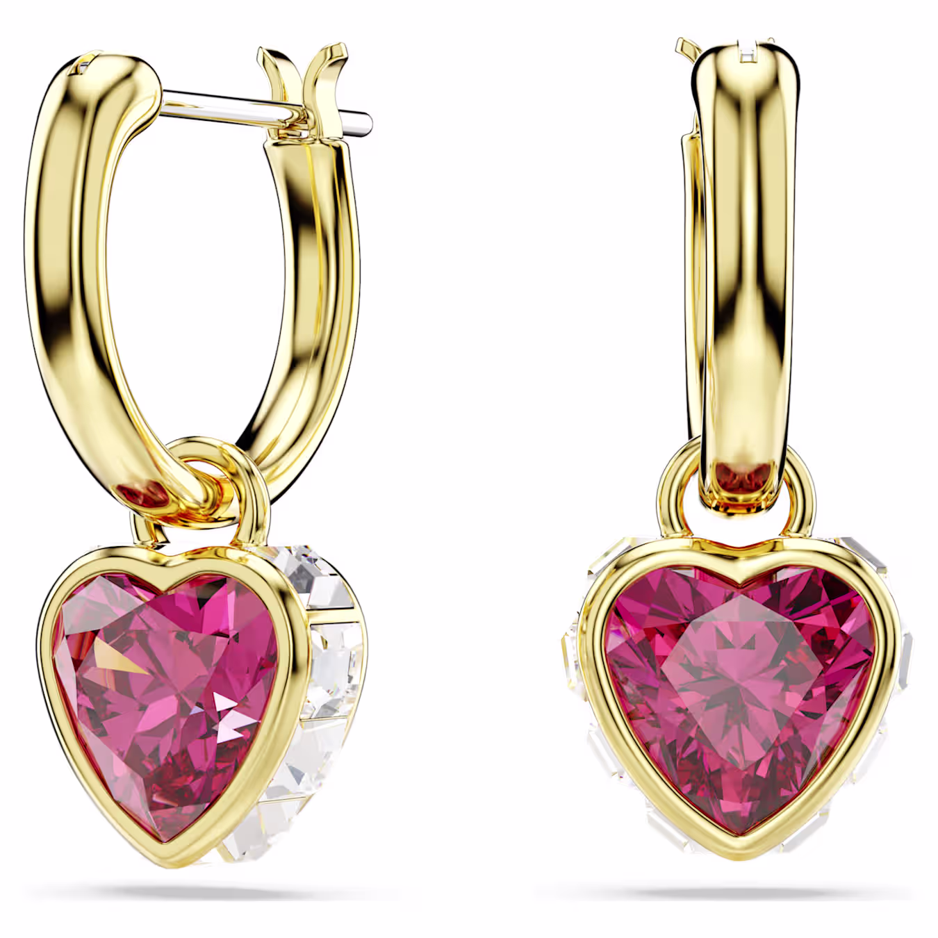 Swarovski Chroma Drop-Ohrhänger Herz, Rot, 18k vergoldet