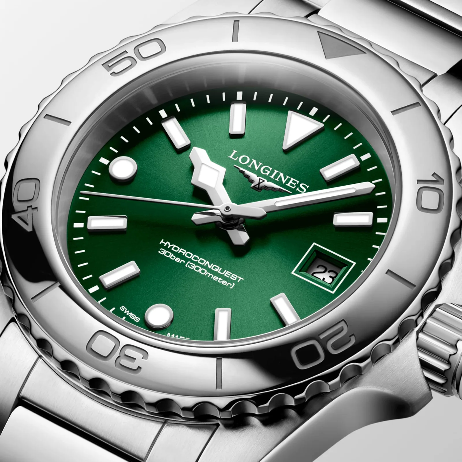Longines HydroConquest Grün steel bracelet 30 mm Women’s Watch L3.369.4.09.6