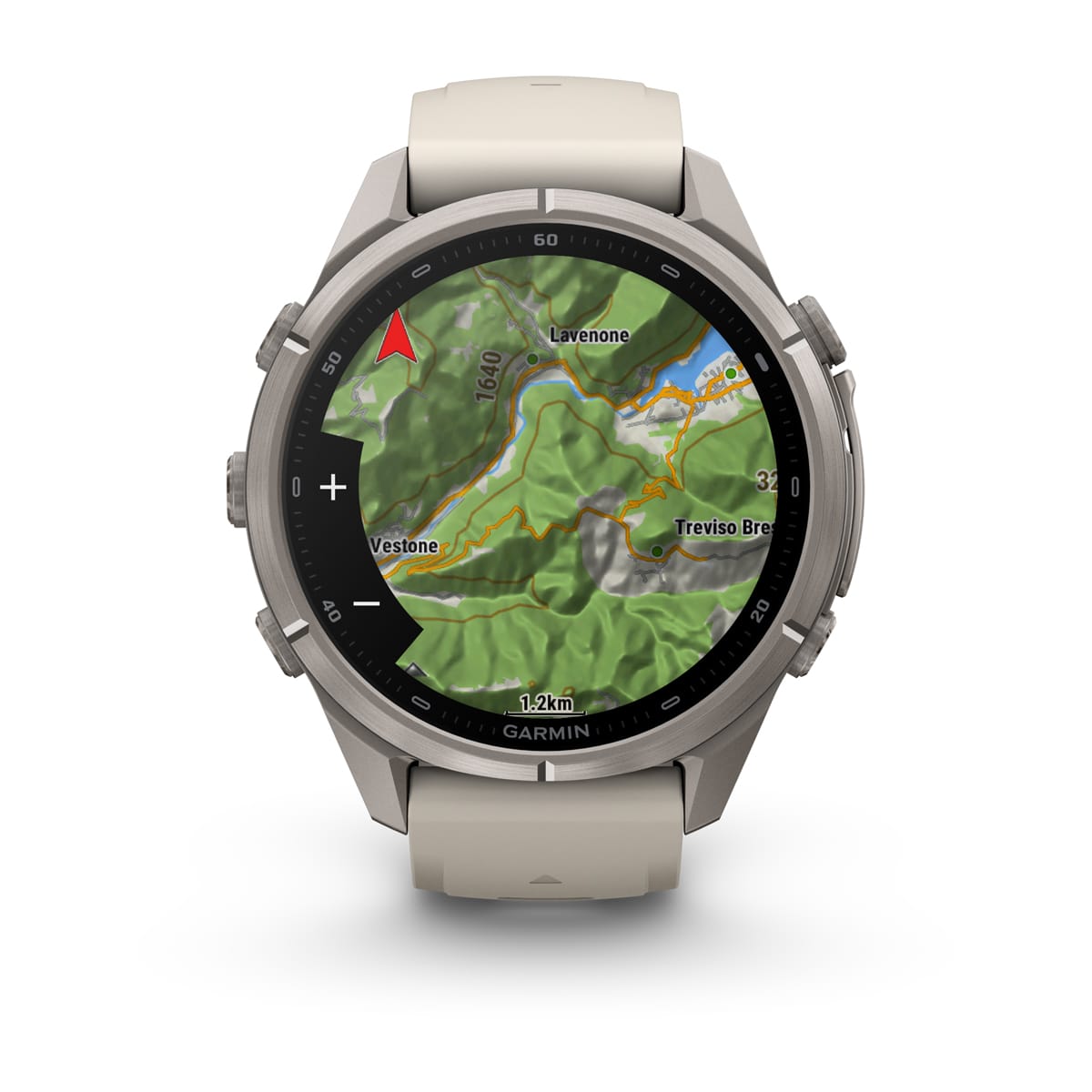 Garmin fēnix® 9 Pro inReach® - 43 mm AMOLED Sapphire Titanium with Fog Gray/Dark Sandstone Silicone Band 010-04335-81